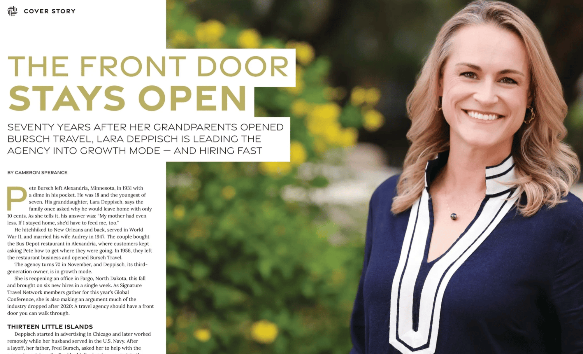 Lara Bursch Deppisch on the cover of the Fall 2026 Luxury Travel Magazine.