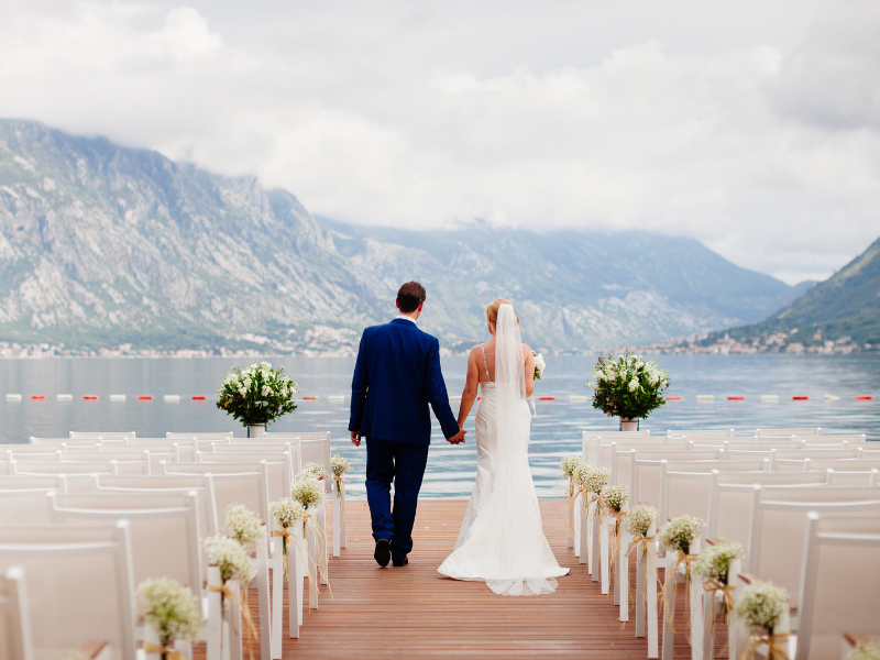 Romantic destination wedding celebration
